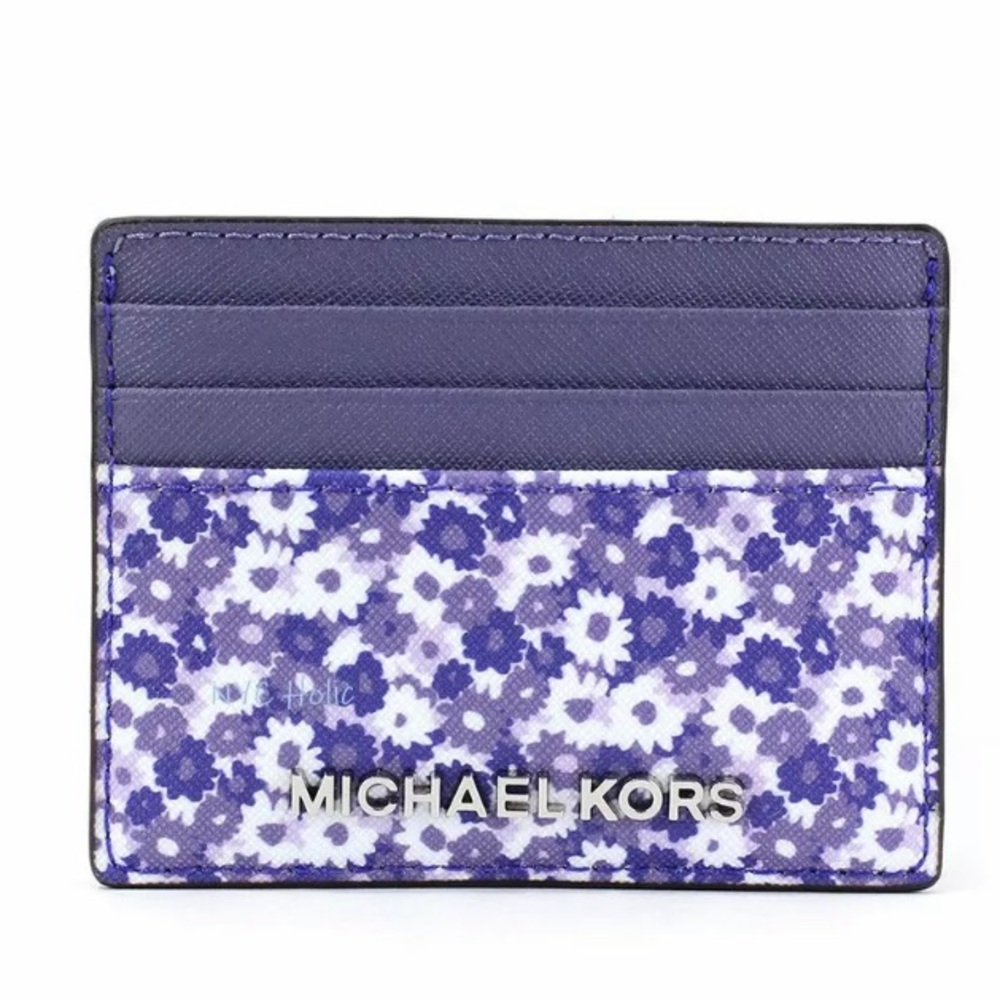 Michael Kors Jet set floral purple card holder - Picture 1 of 2
